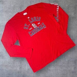 NEW St. Louis Cardinals T Shirt Mens 2XL Red Majestic‎ MLB Long Sleeve Baseball